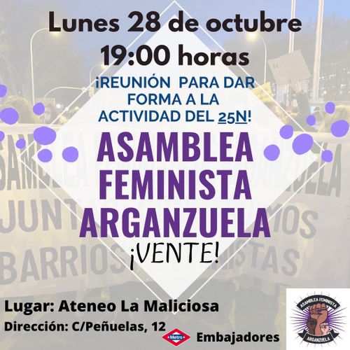 Asamblea Feminista Arganzuela   ¡vente! reunión para dar forma a la actividad del 25N 