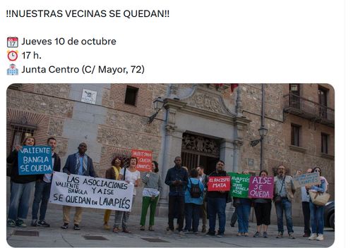 Concentración para defender los locales de valientebangla y AISENEGALESA en Lavapiés!