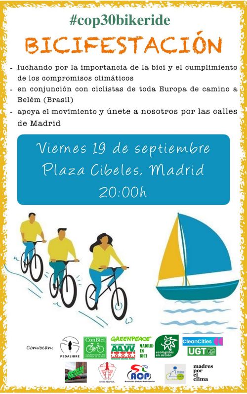 Bicifestación: a la COP30 en bici por Madrid
