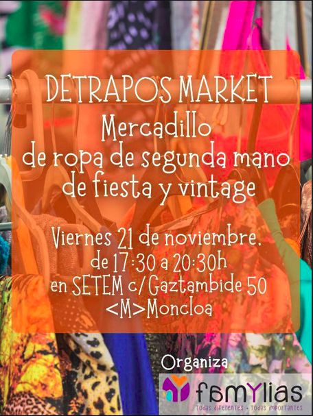 Mercadillo solidario de ropa de segunda mano vintage y de fiesta