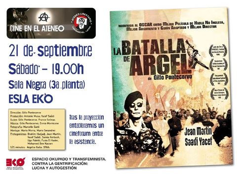 Cine en el Ateneo: «La batalla de Argel» de Gillo Pontecorvo.