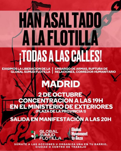 Han asaltado la flotilla ¡Todos a las calles en apoyo a Palestina!