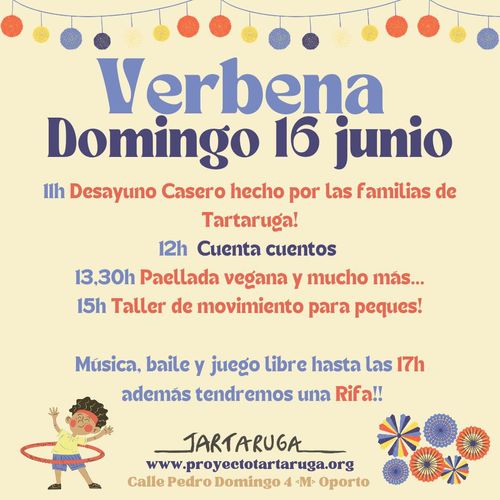 Este domingo 16 de junio Verbena en Tartaruga 🎡