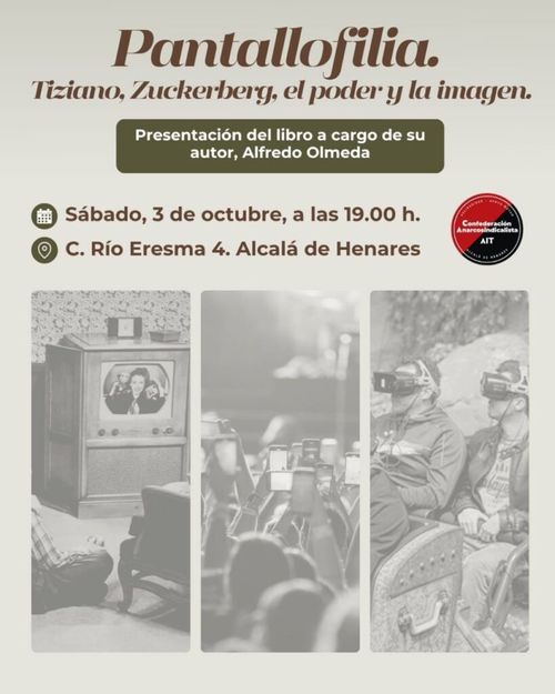 Presentación del libro «Pantallofilia. Tiziano, Zuckerberg, el poder y la imagen», en Alcalá de Henares 