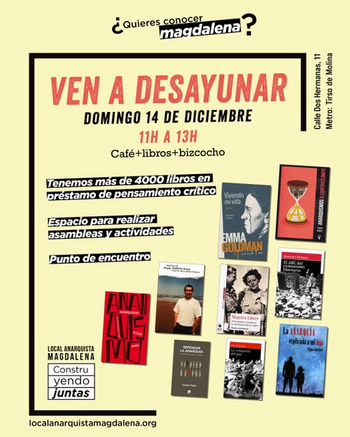 ¿Quieres conocer el Local anarquista Magdalena? Ven a desayunar el domingo 14 de diciembre
