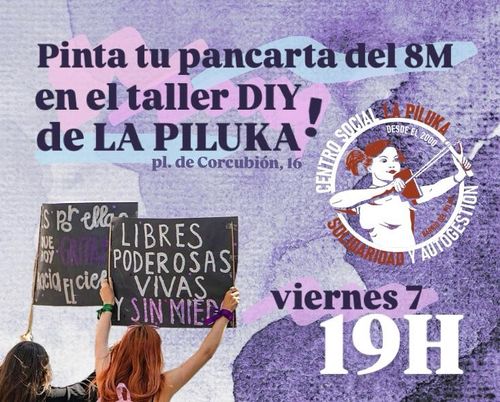 Pancartas para el 8M con el taller DIY de La Piluka