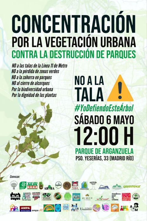 Concentración por la vegetación urbana. Contra la destrucción de parques