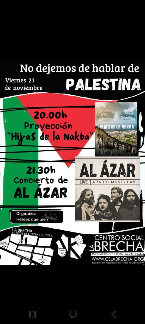PROYECCIOB Y CONCIERTO No dejemos de hablar de Palestina