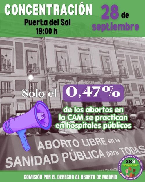 Concentración Aborto Libre en la Sanidad Pública para todas información en la descripción