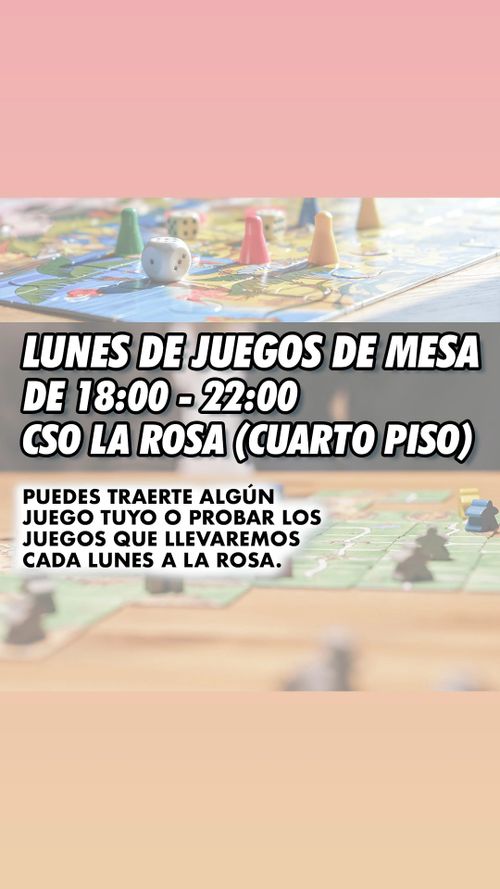 JUEGOS DE MESA DE LOS LUNES EN LA ROSA