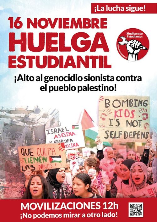 HUELGA ESTUDIANTIL. ¡Alto al genocidio sionista contra el pueblo palestino! 