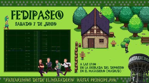 Fedipaseo
Sábado 7 de Junio
A las 17:30
En la entrada del depósito del Matadero
Pasearemos desde Matadero hasta Príncipe Pío